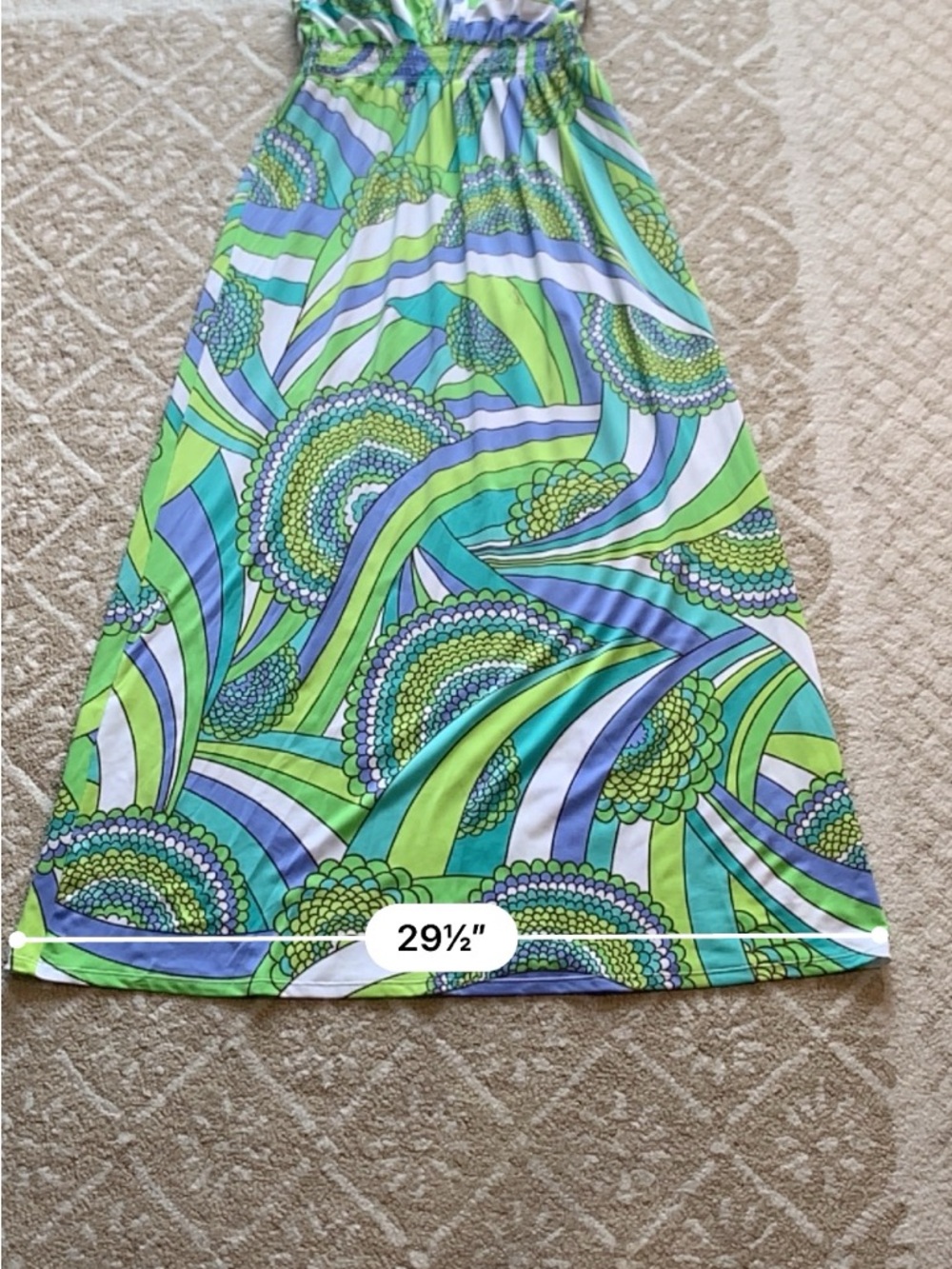 Trina Turk Maxi Dress L Racerback Plunging V Smocked Empire Resort Cover Up - Picture 14 of 16